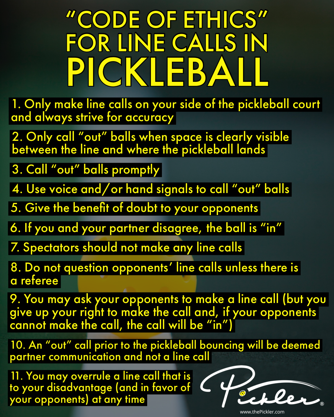 Pickleball Line Call Code of Ethics | Pickler Pickleball