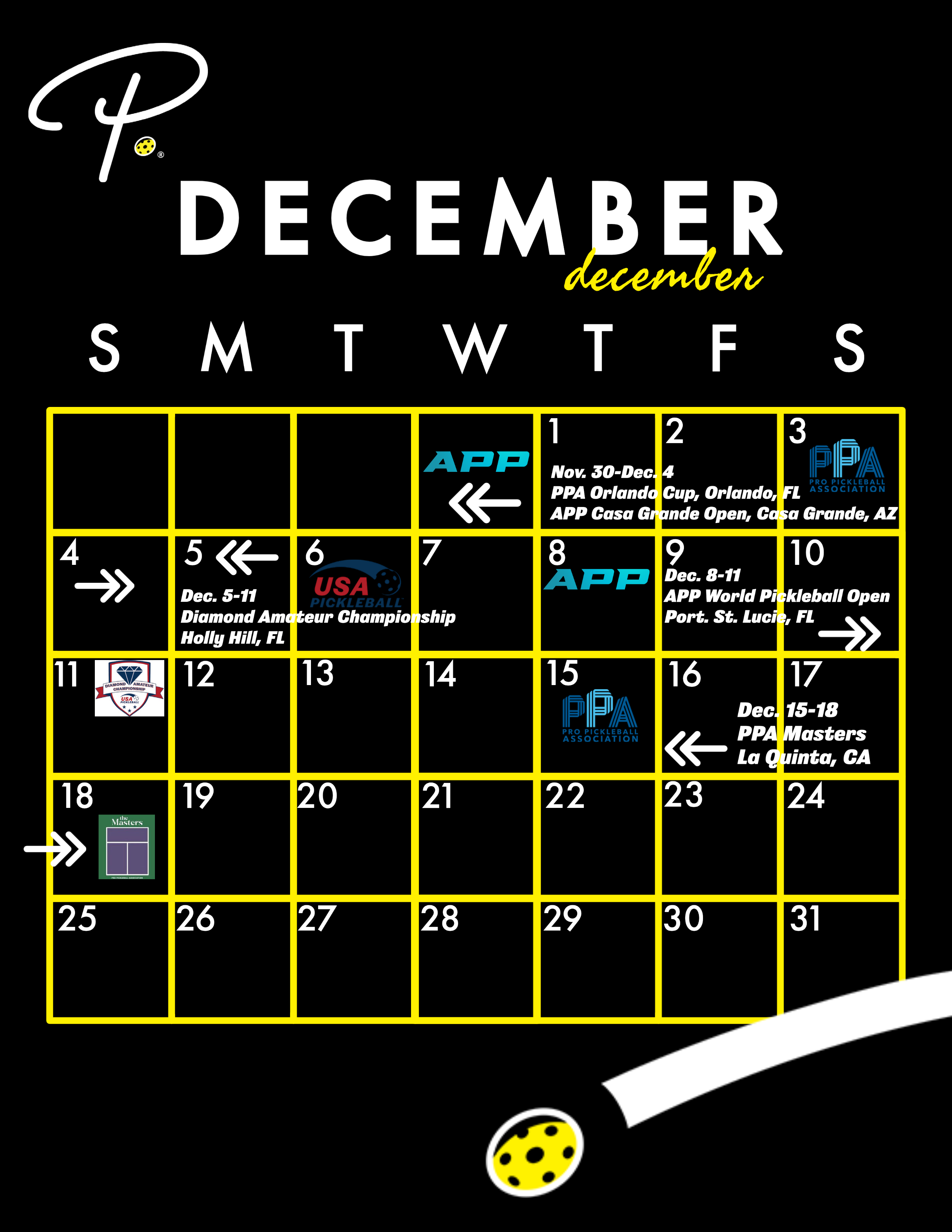  2022 Pickleball Tournament Calendar - December | Pickler Pickleball