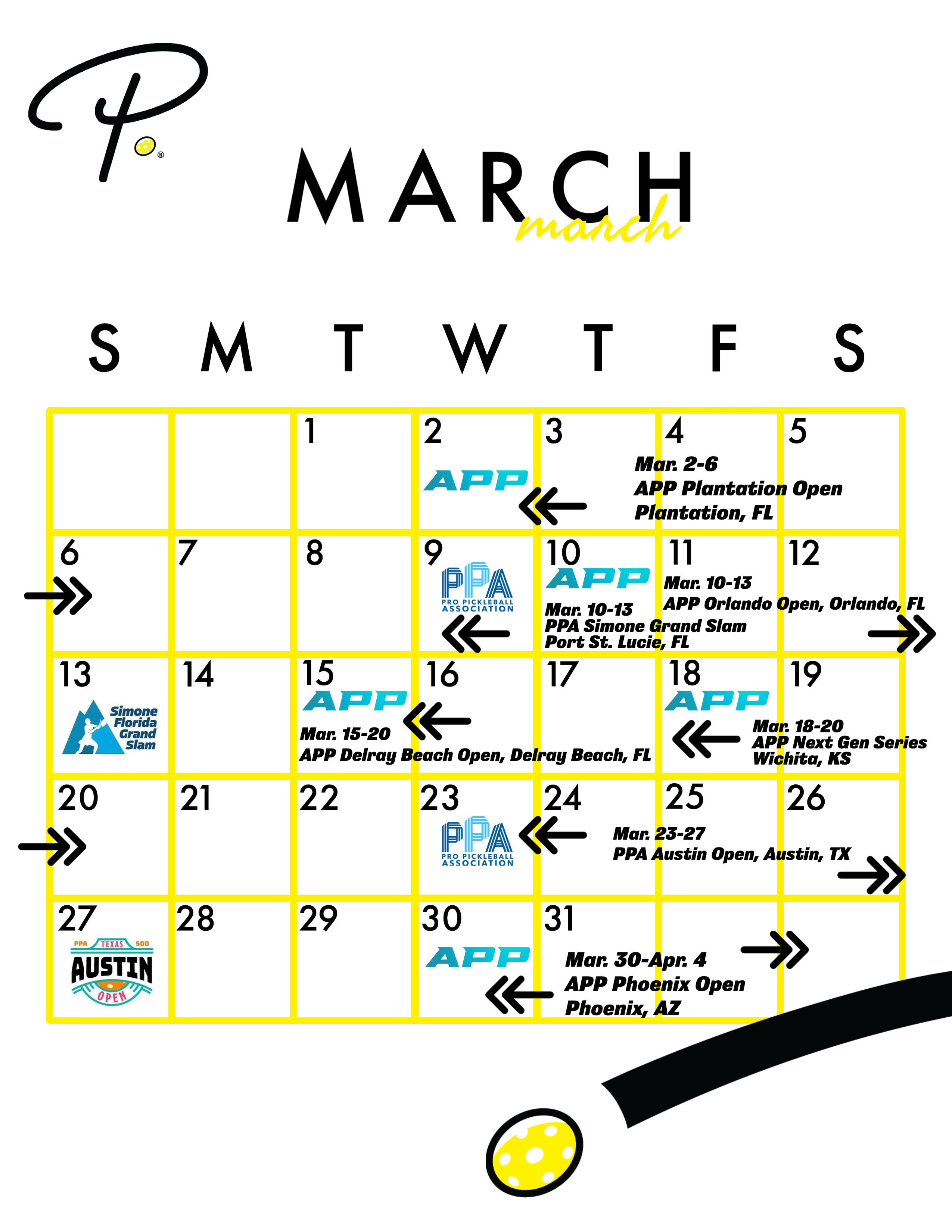 2022 Pickleball Tournament Calendar - March | Pickler Pickleball