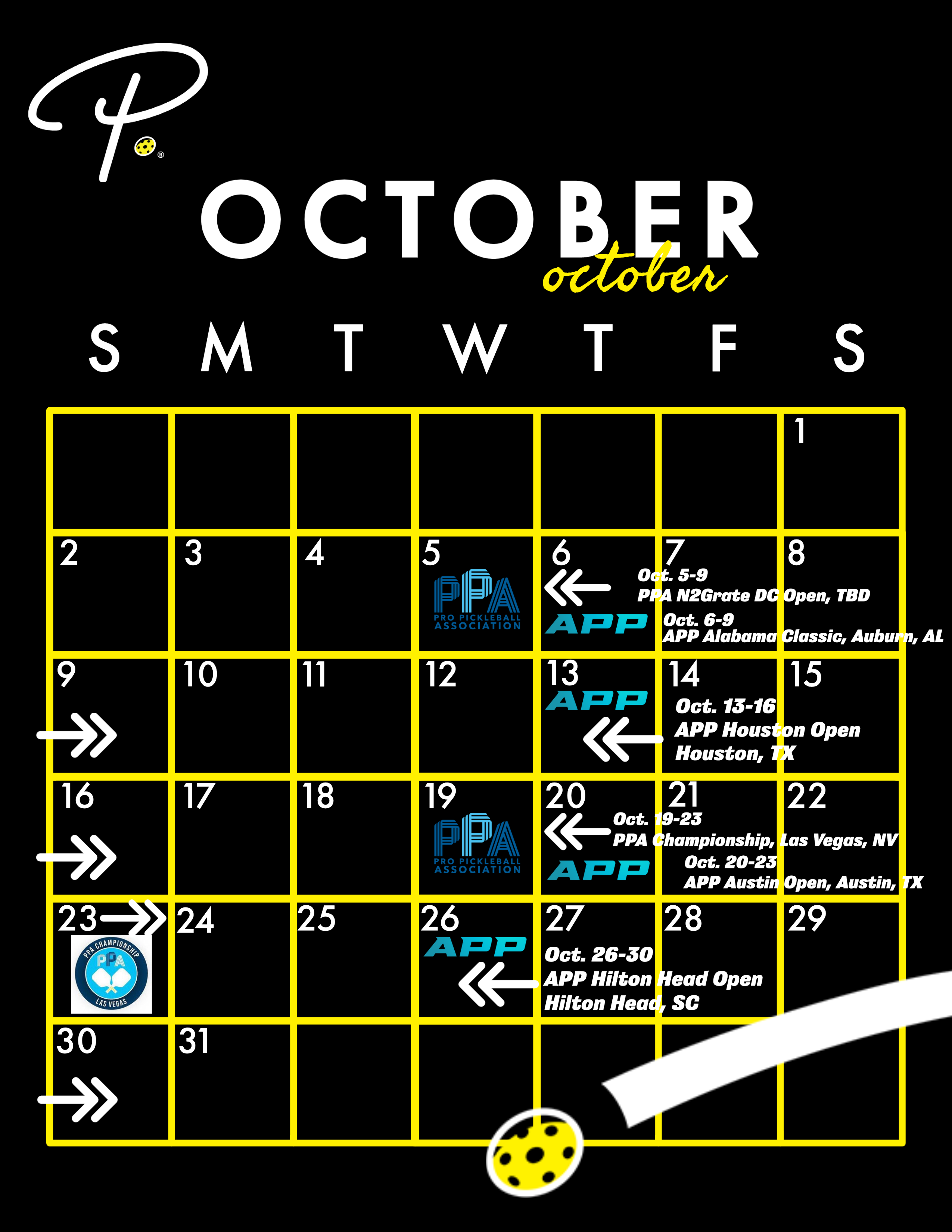2022 Pickleball Tournament Calendar - October | Pickler Pickleball